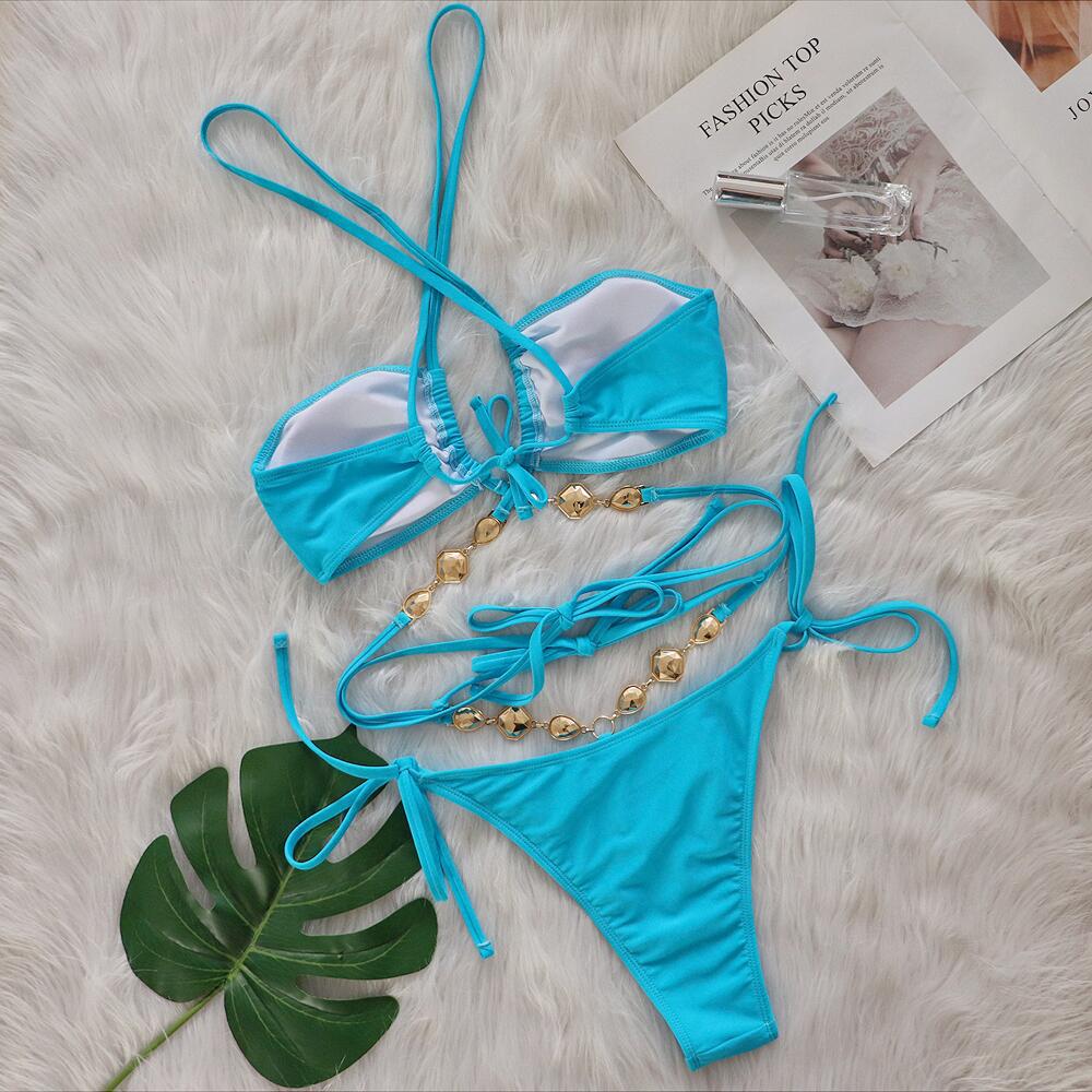 Bikini Thong Crystal Diamond High Quality Fabric Luxury Swimwear Sequin Bikini Set