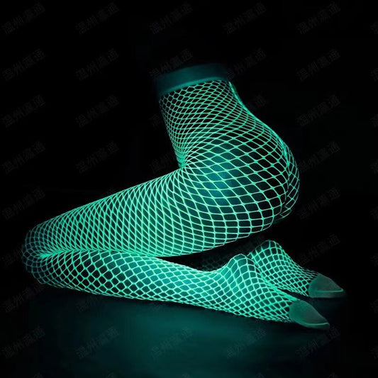 Glow In The Dark Pantyhose Lingerie With Hollow Mesh Stockings And Fishnet Stockings