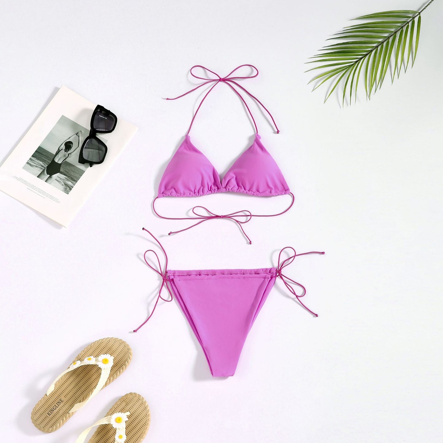 Bikini Ladies Swimwear String Strap Triangle European Bikini Three Point Swimsuit Split