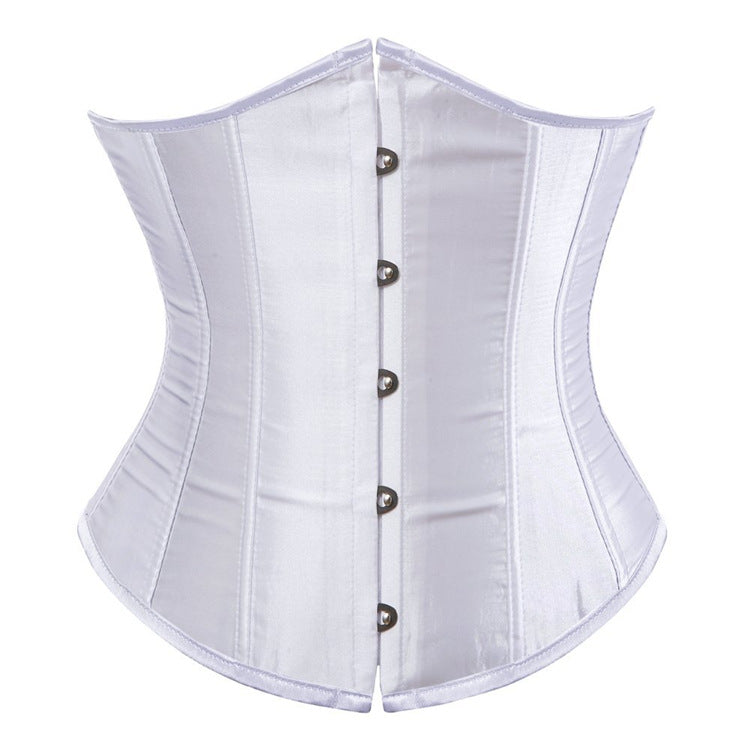 Court Satin Waistband Waist Clip Women's Body Sculpting Belly Belt Short Satin Rubber Bone Waist Corset