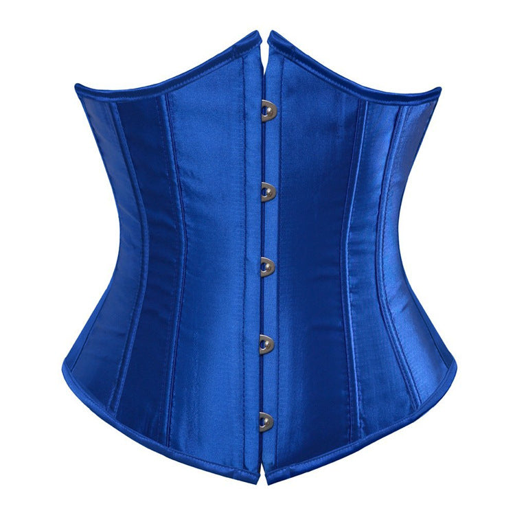 Court Satin Waistband Waist Clip Women's Body Sculpting Belly Belt Short Satin Rubber Bone Waist Corset