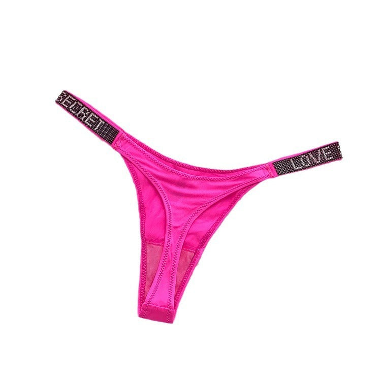 Low-rise T Panties Narrow Edge Water Diamond Underwear, Sports Hip Lift Thong Breathable