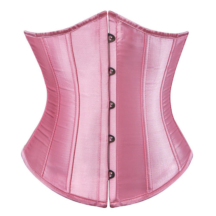 Court Satin Waistband Waist Clip Women's Body Sculpting Belly Belt Short Satin Rubber Bone Waist Corset